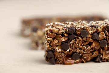 sweet granola bars close up