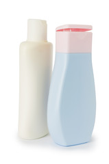 Two plastic bottles for body care