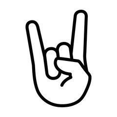 Rock & roll / heavy metal / sign of the horns line art icon for apps and websites - obrazy, fototapety, plakaty
