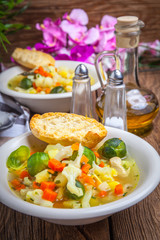Bowl of minestrone soup.