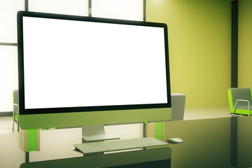 White screen in green office
