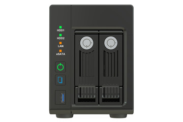 NAS with two disks, 3D rendering
