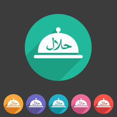Halal food platter dish meal icon sign symbol logo label