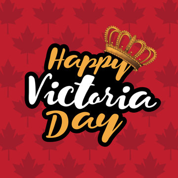 Victoria Day icon with Canada flag and crown. EPS 10 vector.