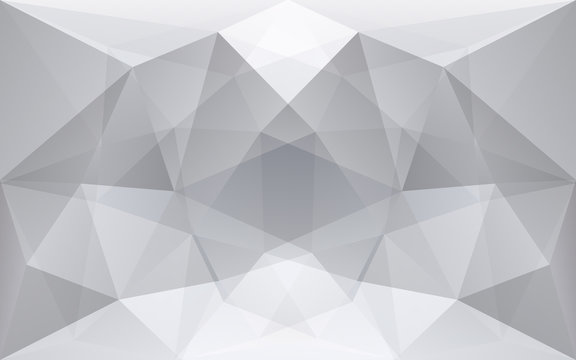 White and soft grey polygonal geometric background, symmetrical