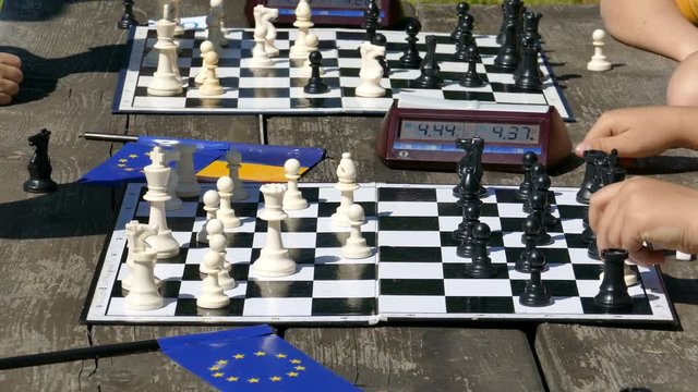 Siumultan chess for children and young people organized on the occasion of Europe Day, in Timisoara, Romania.