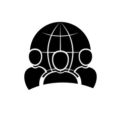 People Globe icon flat - Vector