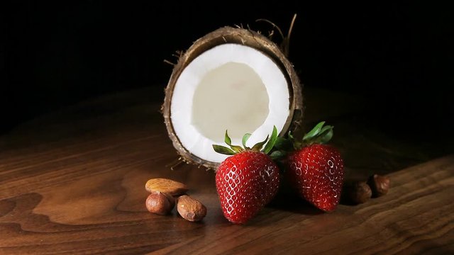 coconut with strawberries and nuts