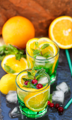 Lemonade. A refreshing drink made of citrus and mint
