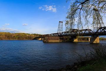 Vintage metal railroad bridge outside Albany NY