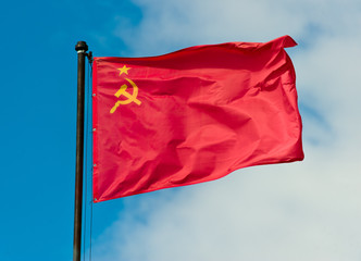 Fototapeta na wymiar flag of the USSR on the sky
