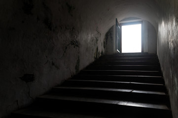 Silhouette inside of a tunnel
