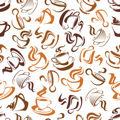Creamy cappuccino coffee seamless pattern