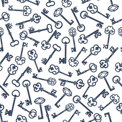 Old skeleton keys seamless pattern background