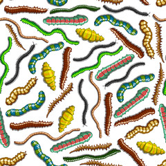 Seamless colorful crawling insects pattern 