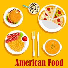 Fast food lunch of american cuisine flat icon