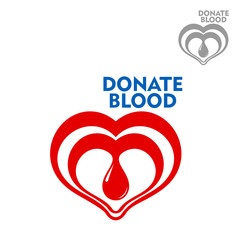 Double hearts with drop of blood inside icon