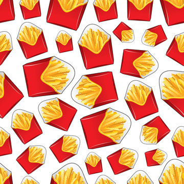 Seamless Takeaway Boxes Of French Fries Pattern