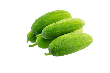 The green cucumbers isolated on white background