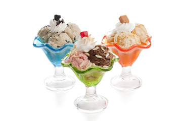 three variant of delicious  ice cream