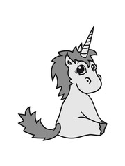 unicorn unicorn foal sweet cute sitting comic cartoon pony horse pferdchen kawaii child girl baby