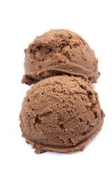 two scoops of chocolate ice cream