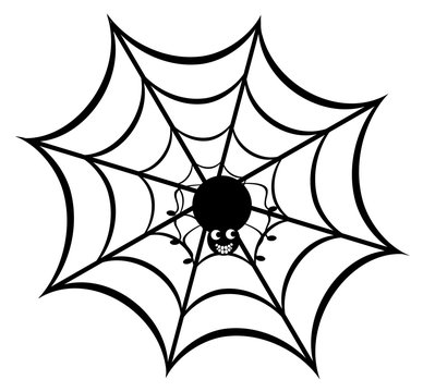 vector illustration of a funny spider and web