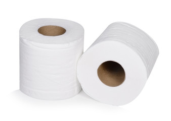 toilet paper on white background