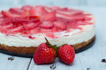 Homemade strawberry cheesecake