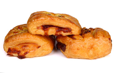 danish ham chese on white background