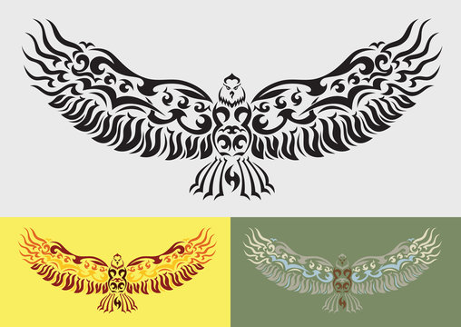 Eagle in shape of tribal art style.
