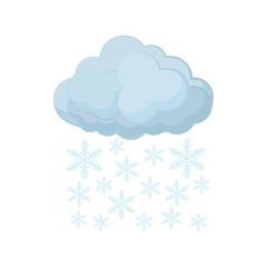 Cloud and snowflakes icon, cartoon style 