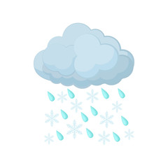 Cloud with rain drops and snowflakes icon