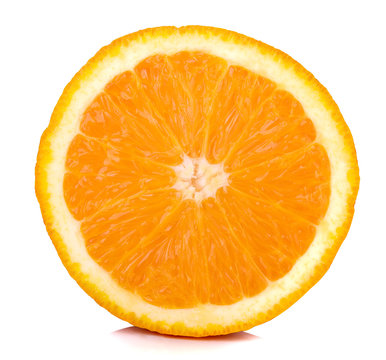 Orange slice (half) on a white background.