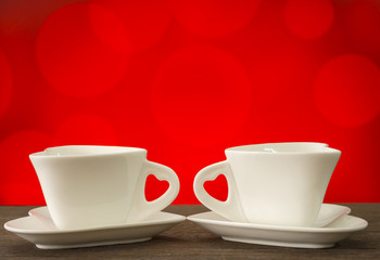 Couple heart-shaped coffee cup