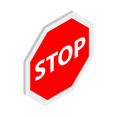 Stop sign icon, isometric 3d style