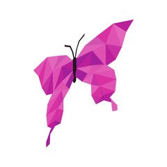 Pink butterfly icon, isometric 3d style 