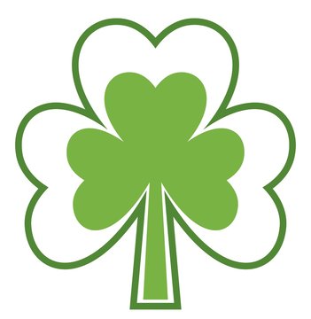 Shamrock icon. Four leaf clover. Abstract tree. Isolated