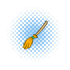 Witches broom icon, comics style