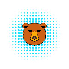 Head of bear icon, comics style