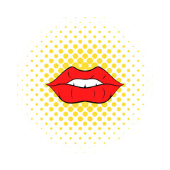 Red lips icon, comics style