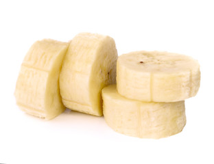 slice banana on white background