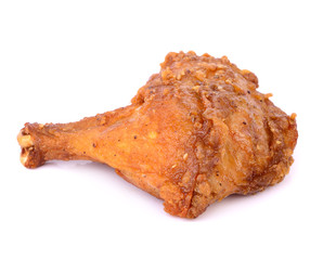 fried chicken with sesame seeds on white background