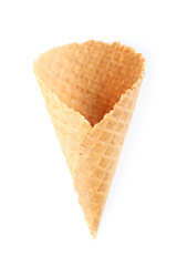 Empty wafer cup for ice cream isolated on white