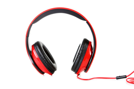 Headphones isolated on a white, close up