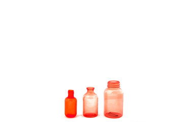 Colored plastic bottles isolated
