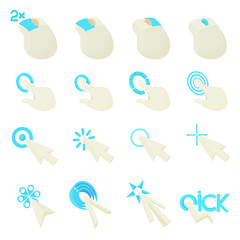 Mouse pointer icons set, cartoon style