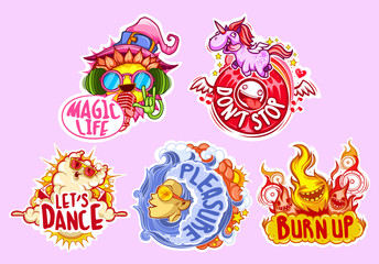 These stickers crazy, funny and carry the magical energy party