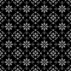 Elegant antique silver and black background 347_cross square check flower
