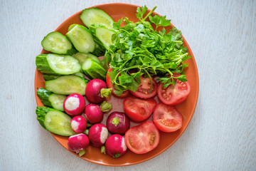 Fototapeta na wymiar Assorted vegetables on a plate